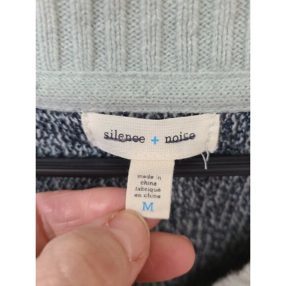 Silence + Noise Womens Oversized Pullover Sweater Medium Gray Mint Green V Neck - Picture 5 of 7